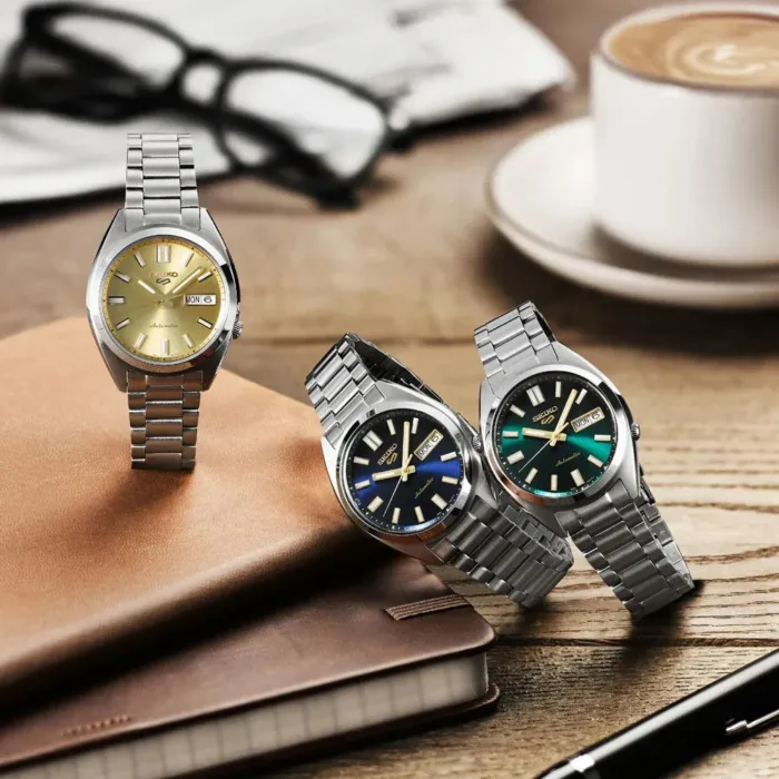 Seiko 5 Sports SNXS Automatic Gold Dial Silver Steel Strap Watch for Men - SRPL59K1 - Image 9